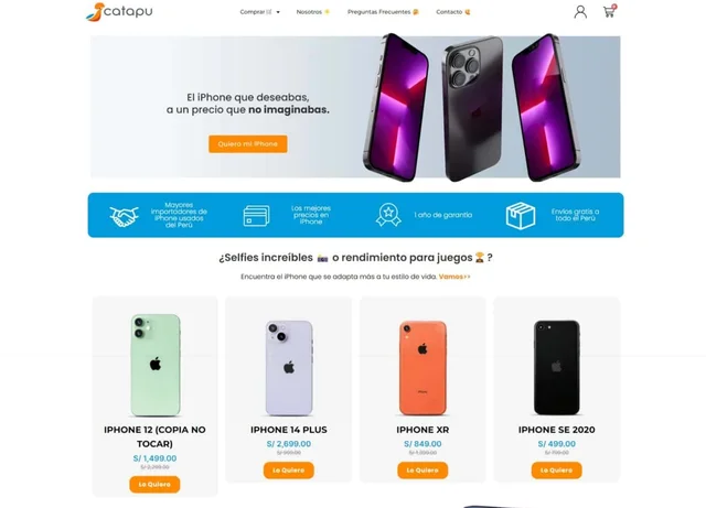 Screenshot of the Catapú website, a freelance project by José Apaza Sevilla