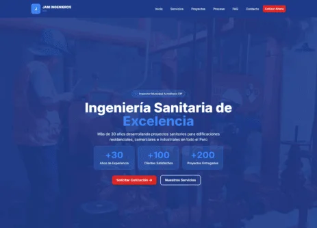 Screenshot of the JAM Ingenieros website, a freelance project by José Apaza Sevilla